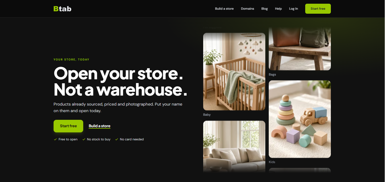 The Btab App website